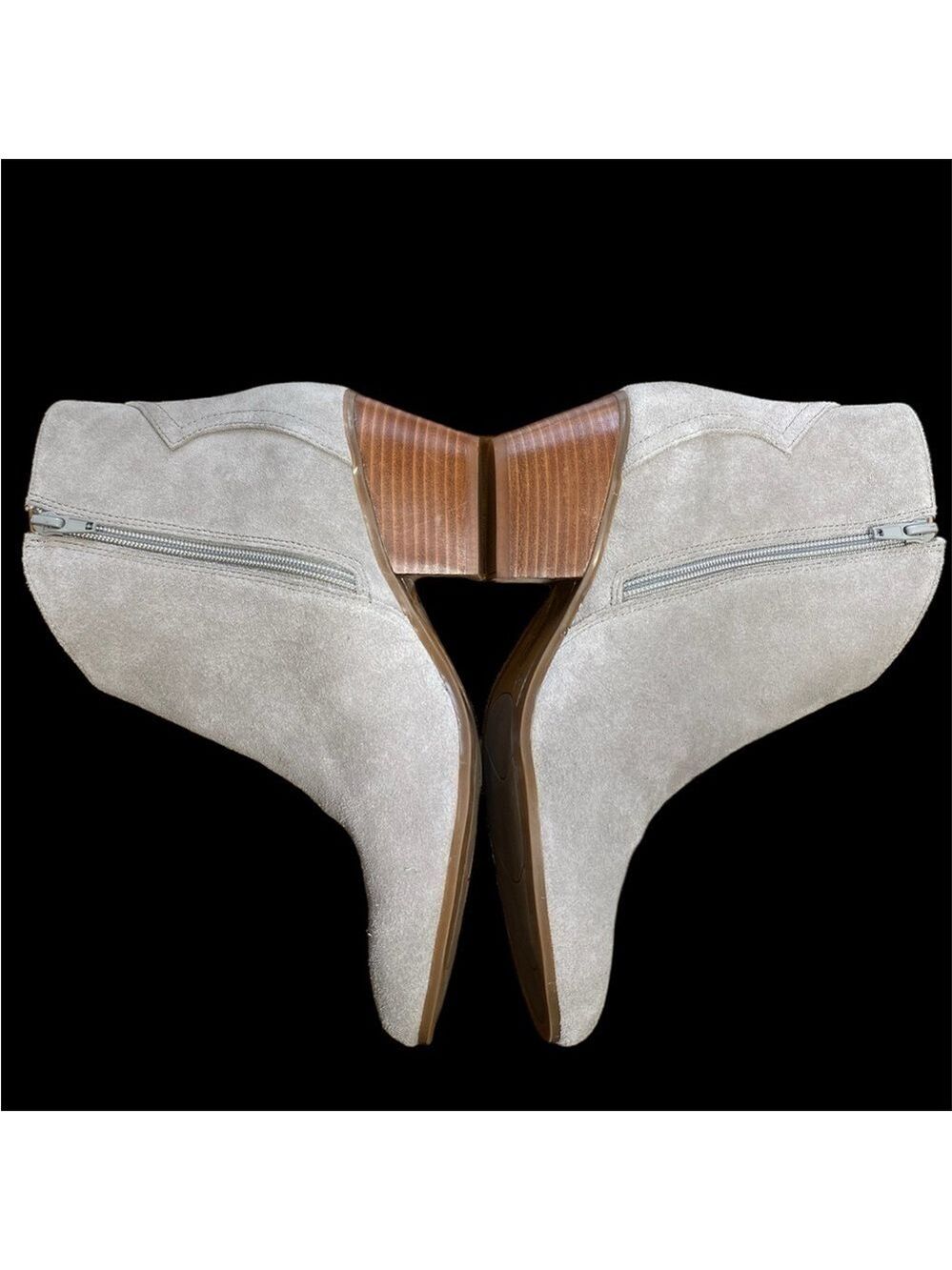 Nine West-NWT size 8.5 light putty gray “tristan” suede bootie.Side zip, 2” heel - Picture 2 of 14